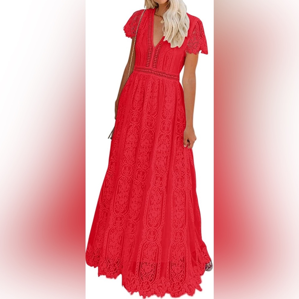 Pretty Garden red lace dress